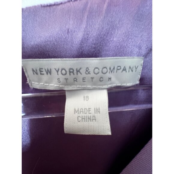 New York & Company V-Neck Stretch Dress Size 18 Purple & Black Slimming Illusion - Picture 5 of 9